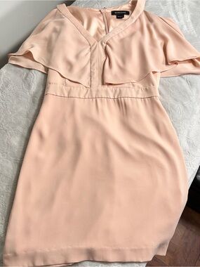 Marciano Dress Peach V-Neck Flutter Sleeve Midi Dress Size 2